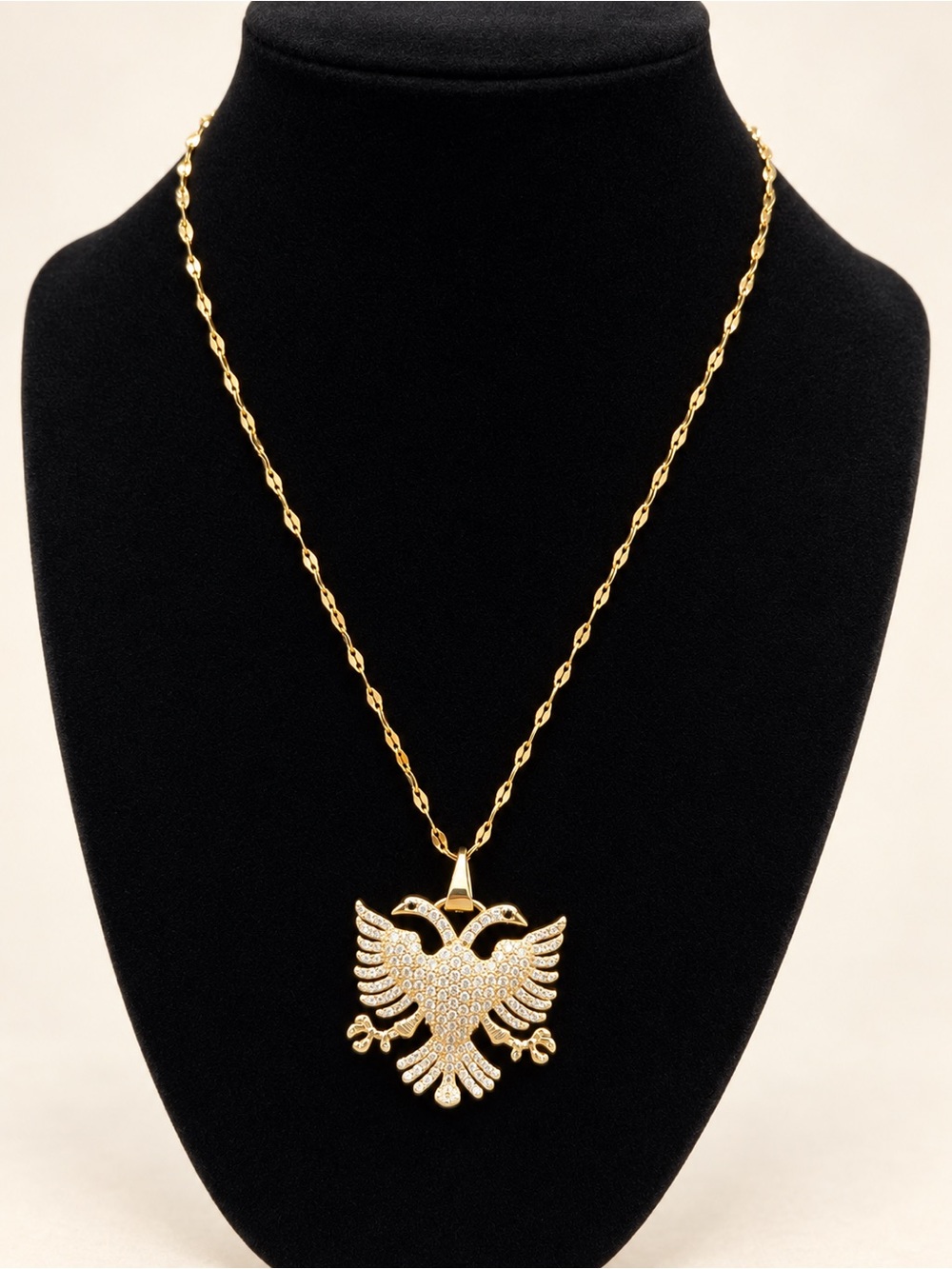Gold Double-Headed Eagle Pendant Necklace - Women Jewelry